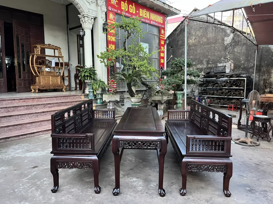 Bộ bàn ghế Trường kỷ song tiện mẫu BGTK-01