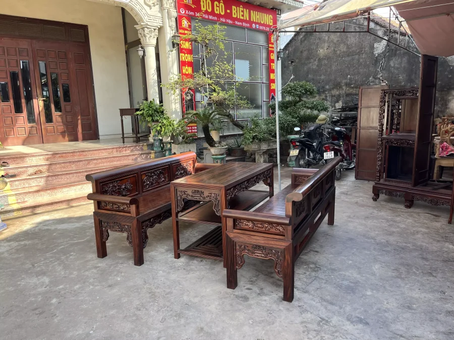 Bộ bàn ghế Trường kỷ song tiện mẫu BGTK-02