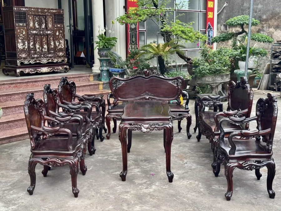 Bộ bàn ghế Luis Mai Điểu gỗ Trắc mẫu 1